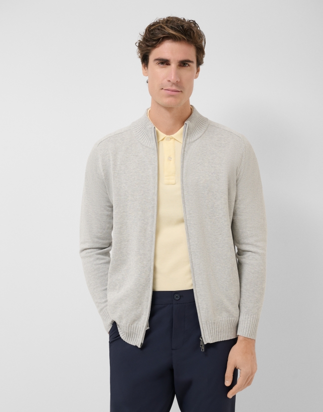 Chaqueta cremallera gris claro melange
