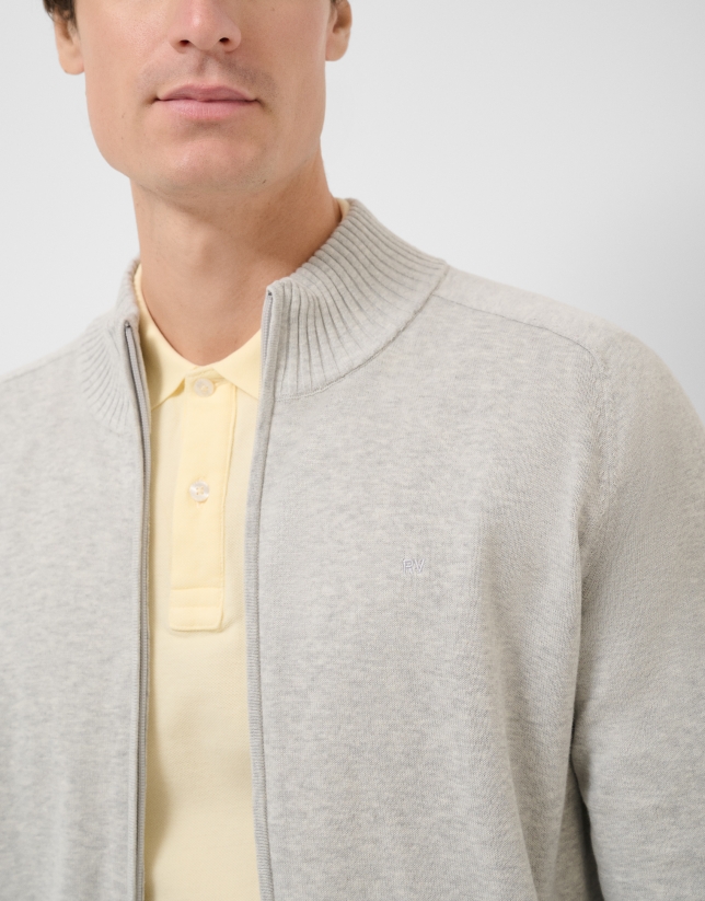 Light grey melange zip-up jacket