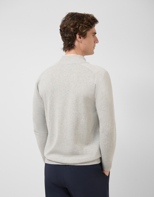 Light grey melange zip-up jacket