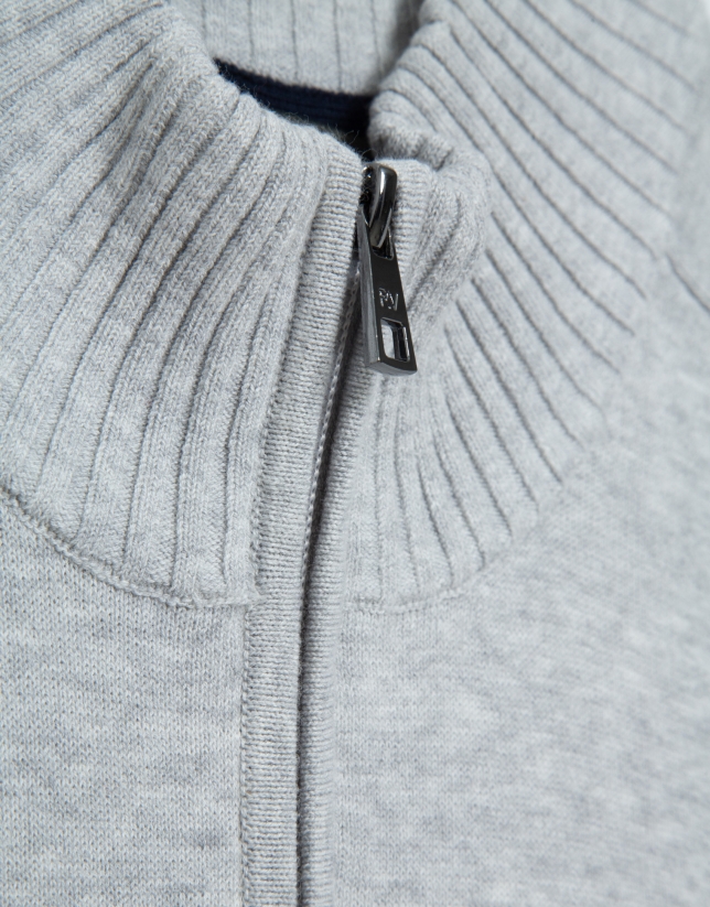 Chaqueta cremallera gris claro melange