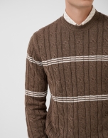 Mink and white cable knit jumper