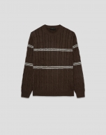 Mink and white cable knit jumper