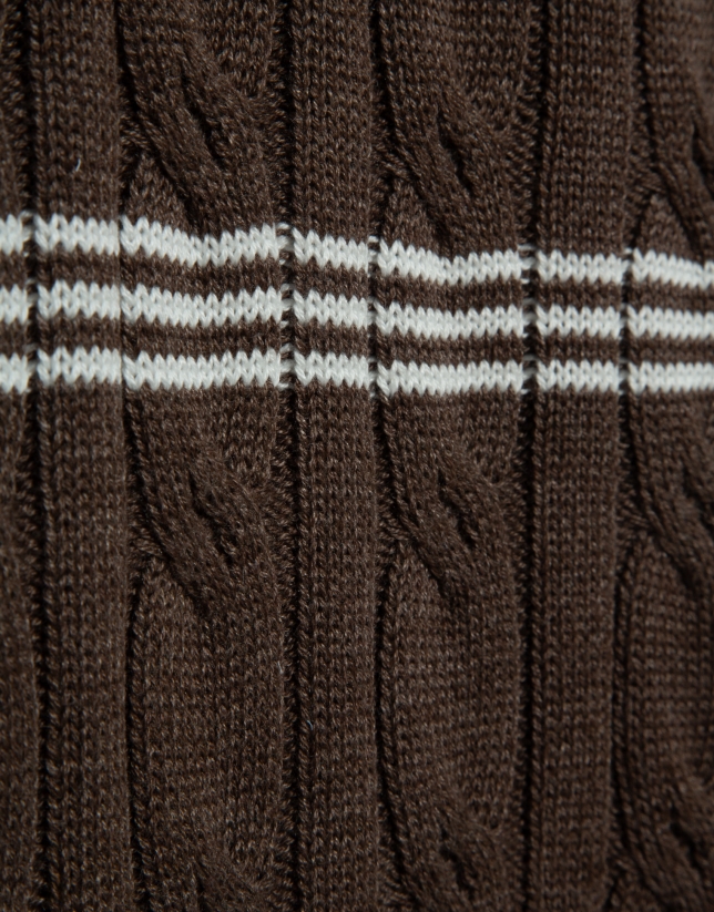 Mink and white cable knit jumper