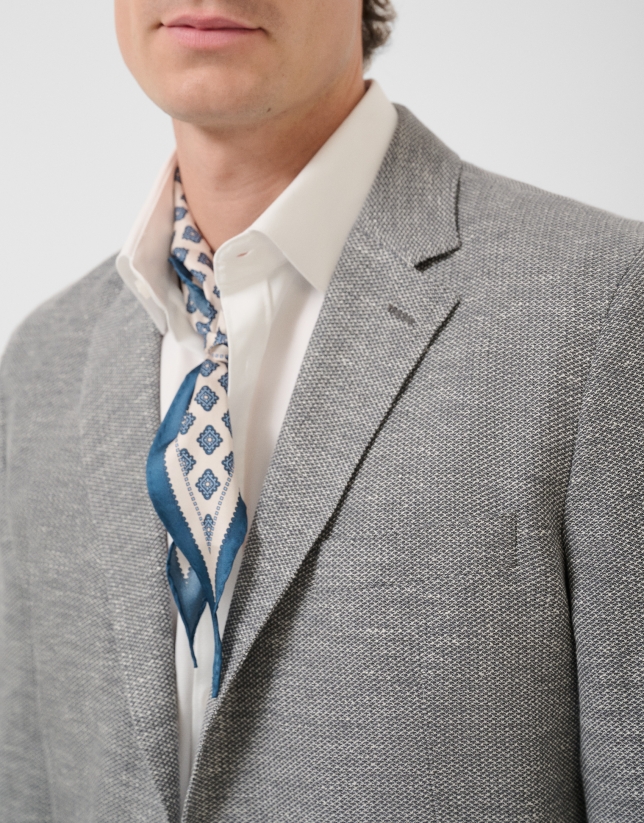 Comfortable grey cotton blend knit jacket