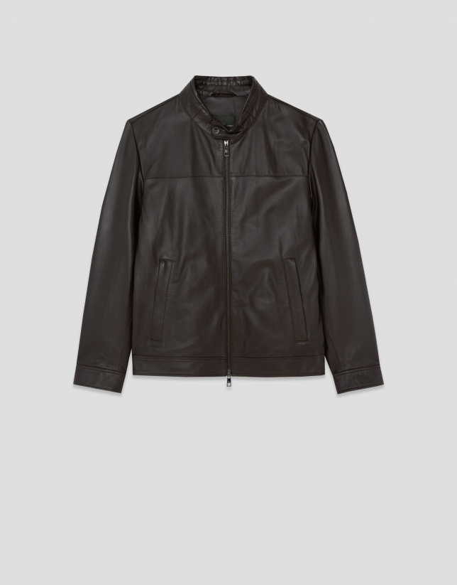Brown nappa leather jacket