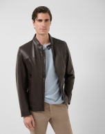 Brown nappa leather jacket