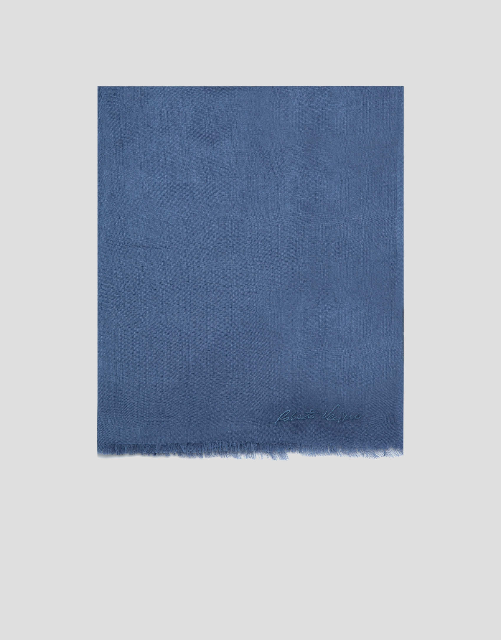 Blue modal scarf with embroidered signature