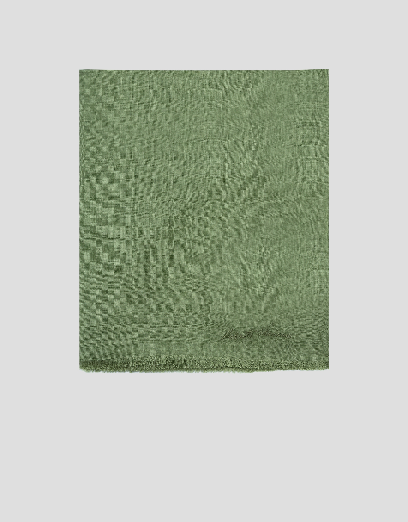 Green modal scarf with embroidered signature