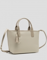 Dafne Midi beige leather handbag