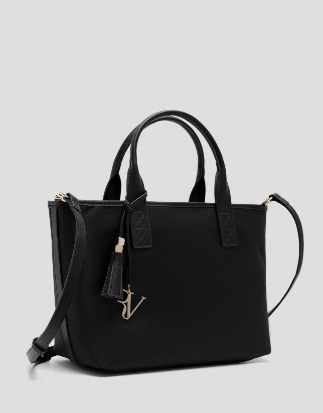 Dafne Midi black leather handbag