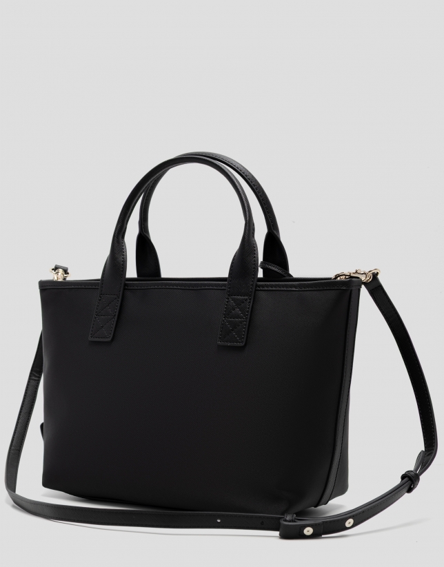 Dafne Midi black nylon handbag