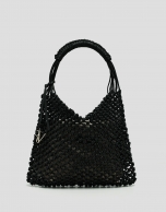 Alison knotted leather handbag in black