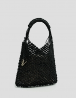 Alison knotted leather handbag in black