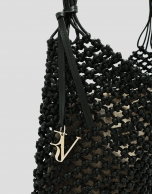 Alison knotted leather handbag in black