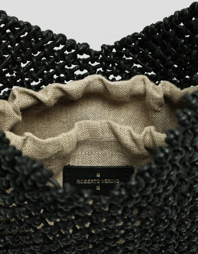 Alison knotted leather handbag in black