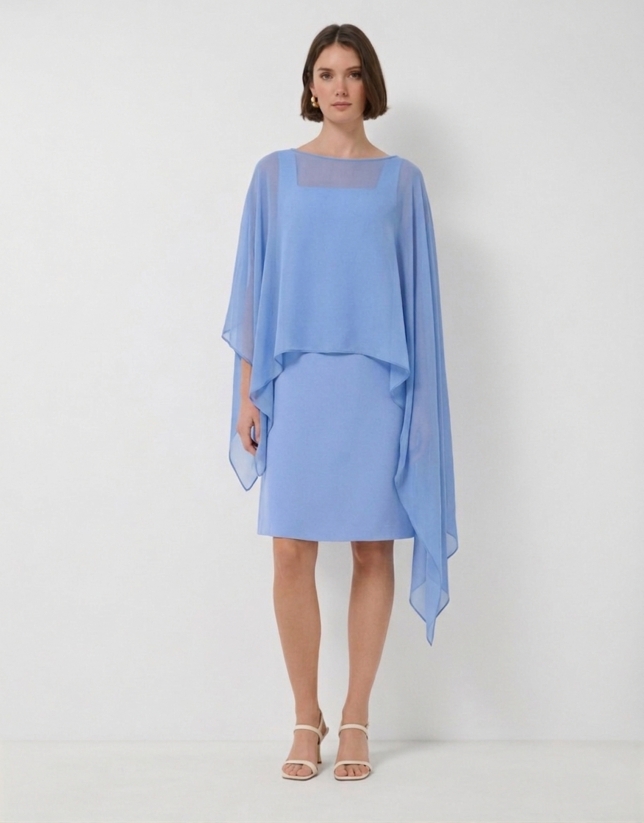 Cubre hombros seda azul